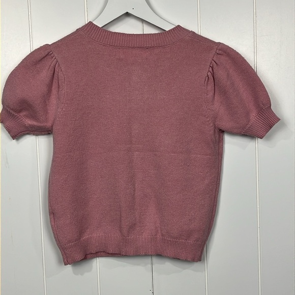 Jessica Simpson Womens Cardigan XS Pink Short Sleeves Embroidered Floral NWT - Picture 9 of 12